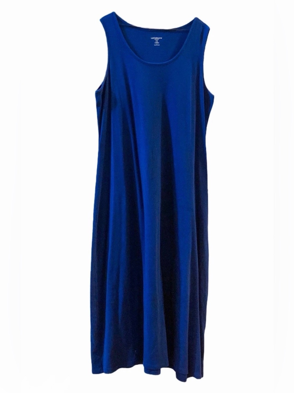 Vtg Liz Claiborne Royal Blue Sleeveless Scoop Neck Knit Maxi Tank Dress sz LP